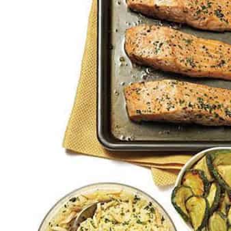 Roasted Salmon With Zucchini And Nutty Couscous