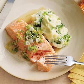 Salmon With Browned Butter And Mashed Broccoli Potatoes