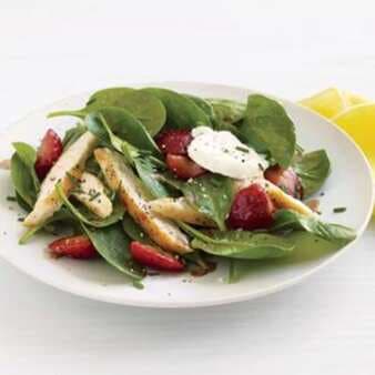 Strawberry-Topped Chicken And Baby Spinach Salad