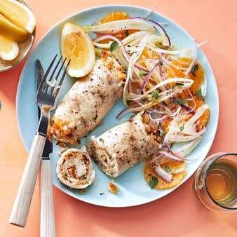Stuffed Swordfish Rolls With Orange & Oregano Salad