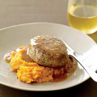 Turkey-Thyme Meatloaf Patties With Mashed Sweet Potatoes