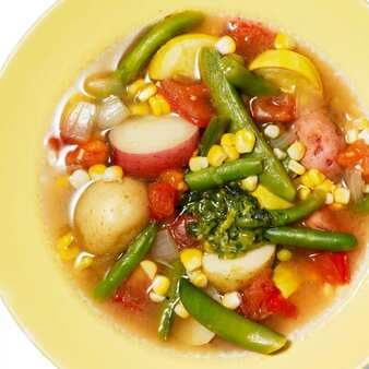 Vegetable Soup With Pesto Butter