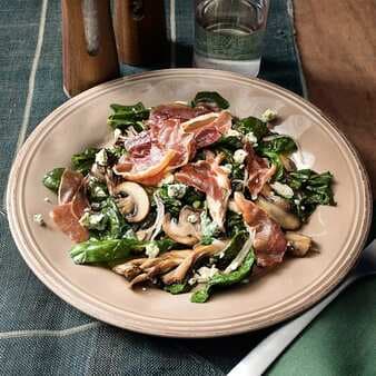 Warm Spinach Salad With Crispy Prosciutto