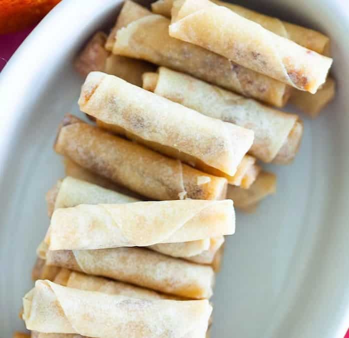 Mini Spring Rolls With Chicken Floss