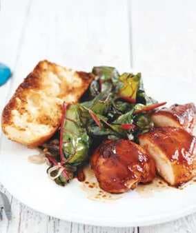 Molasses Chicken Breasts With Swiss Chard