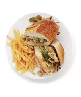 Chicken Philly Cheesesteaks With Fries