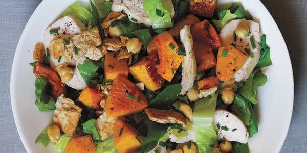 Chicken, Squash, And Chickpea Salad With Tahini Dressing