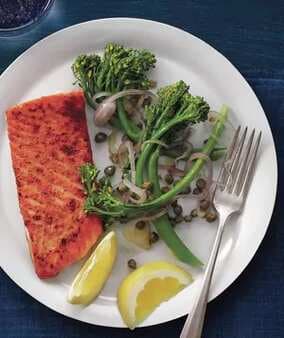 Coriander Salmon With Caper Broccolini