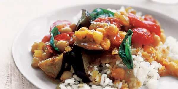 Curried Eggplant With Tomatoes And Basil