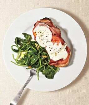Ham And Mozzarella Melts With Sauteed Spinach
