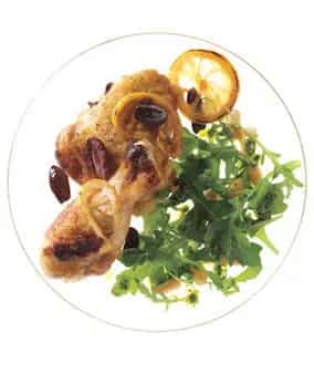 Lemon And Olive Chicken With Arugula And White Bean Salad