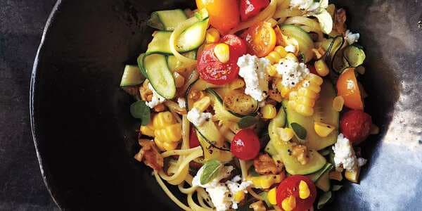 Linguine With Summer Vegetables And Goat Cheese