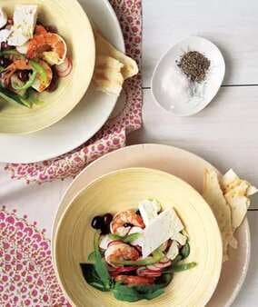 Marinated Shrimp With Mediterranean Salad