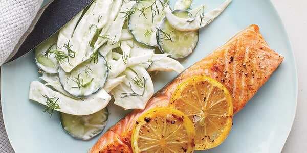 Salmon With Creamy Cucumber-Fennel Salad