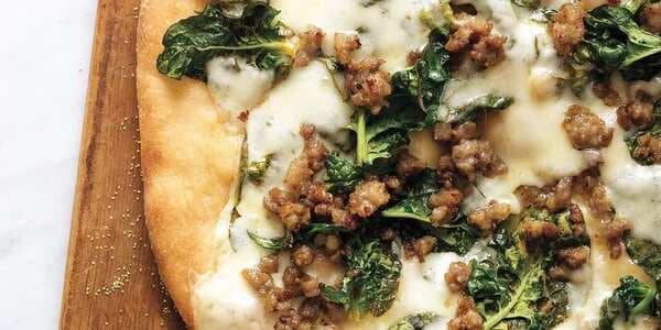 Sausage, Spinach, And Provolone Pizza