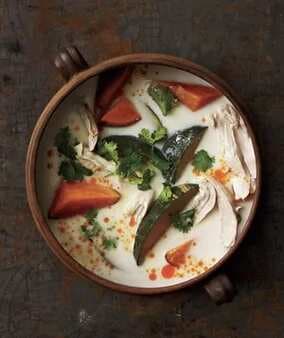 Poached Chicken Soup With Coconut Milk And Chunky Vegetables