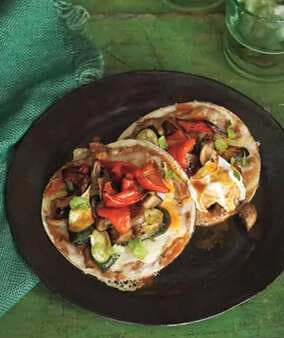 Roasted Vegetable And Refried Bean Tostadas