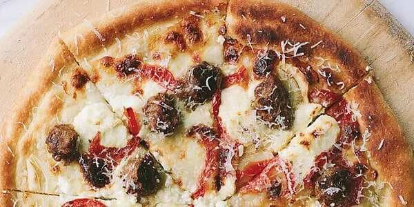 White Pizza With Sausage And Pickled Peppers
