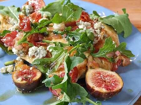 Chicken Paillard with Fresh Fig Salad and Blue Cheese