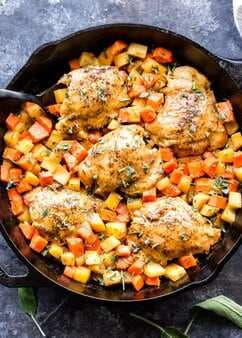 Apricot Chicken Thighs with Root Vegetables