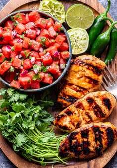 Grilled Honey Lime Chicken with Watermelon Salsa