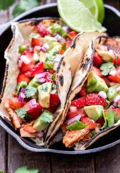 Grilled Salmon Tacos with Strawberry Avocado Salsa