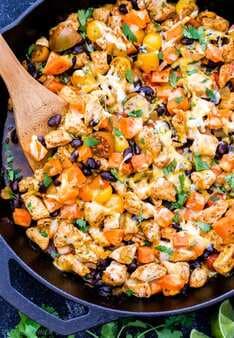 Mexican Chicken Sweet Potato and Black Bean Skillet