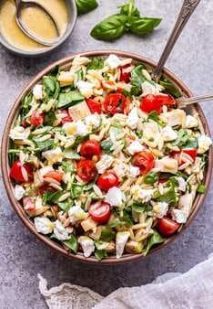 Spinach Orzo Chicken Salad with Goat Cheese