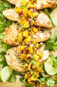 Tequila Lime Chicken with Grilled Pineapple Mango Salsa