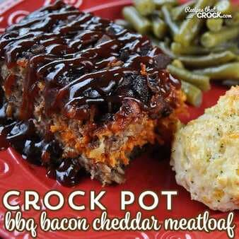Crock Pot BBQ Bacon Cheddar Meatloaf