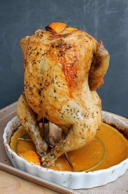 Beer Can Roasted Chicken With Wine, Lemon And Herbs