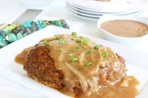 French Onion Meatloaf With Onion Gravy
