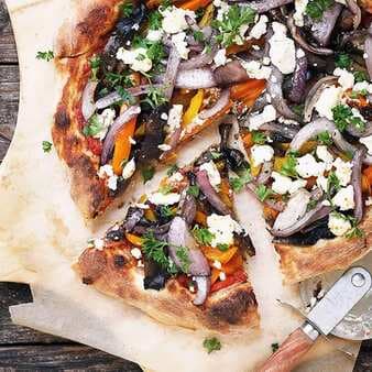 Grilled Vegetable And Goat Cheese Pizza