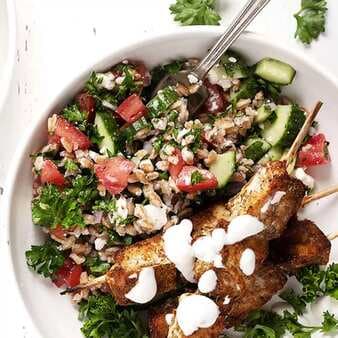 Spiced Chicken Skewers With Tabbouleh