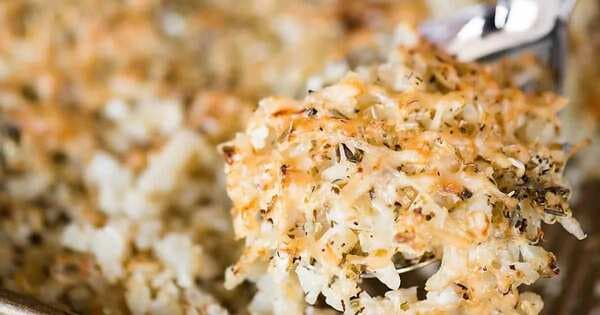 Parmesan Roasted Cauliflower Rice
