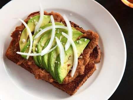 Toast With Refried Beans And Avocado