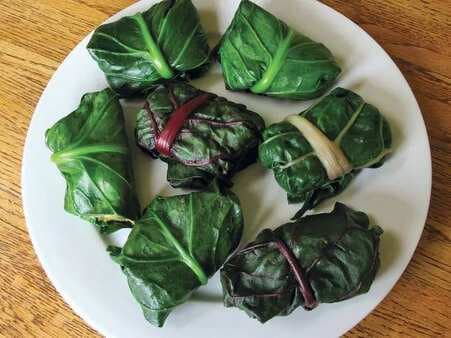 Chard-Or Collard-Wrapped Polenta-Chile Tamale Packages