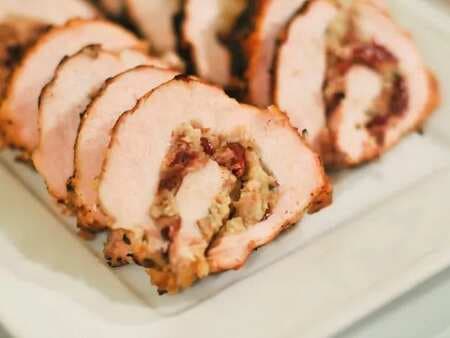 Grilled Turkey Breast With Cranberry Stuffing