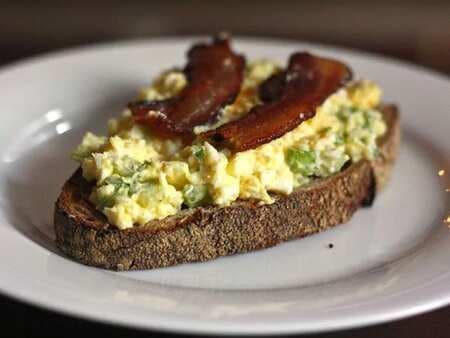 Open-Faced Egg Salad Sandwich With Bacon