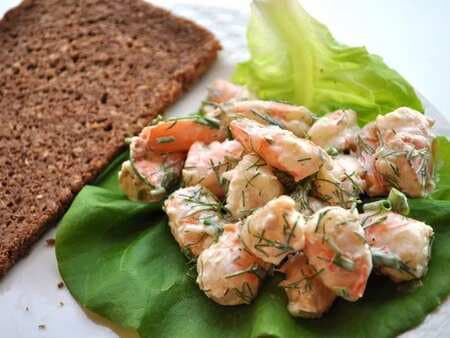 Shrimp Salad With Butter Lettuce And Pumpernickel Bread