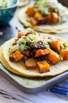 Roasted Butternut Squash And Black Bean Tacos