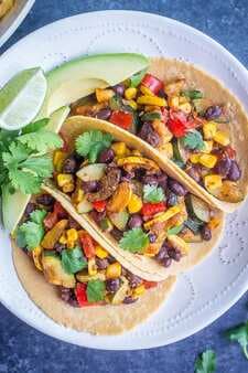 Vegan Black Bean Tacos With Summer Vegetables