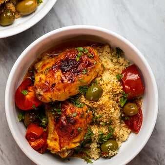Harissa Chicken Thighs With Olives