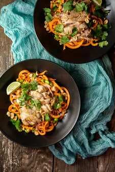 Miso Chicken With Sweet Potato Noodles