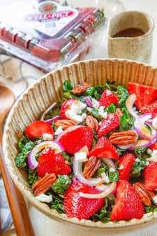 Kale Salad With Strawberries, Goat Cheese And Pecans