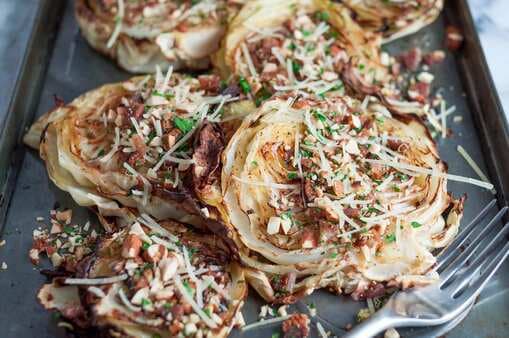 Roasted Cabbage With Bacon Gremolata