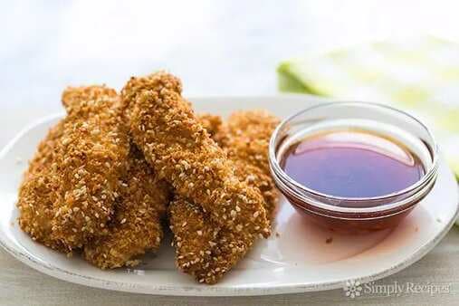 Sesame Chicken Fingers With Spicy Orange Dipping Sauce