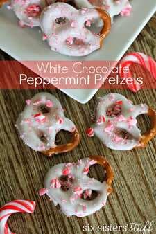 White Chocolate Peppermint Pretzels