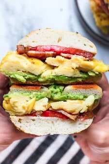 Bacon Egg And Avocado Bagel Breakfast Sandwich