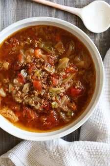 Chunky Beef Cabbage and Tomato Soup